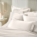 Linge de lit uni flanelle - taie de traversin 85x185cm - cru - colombine