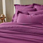 Linge de lit uni flanelle - taie d'oreiller forme sac : 63x63cm - violet - colombine
