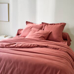 Linge de lit uni flanelle - taie d'oreiller forme sac : 63x63cm - rose - colombine