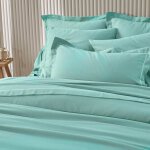 Linge de lit uni flanelle - taie de traversin 85x185cm - turquoise - colombine