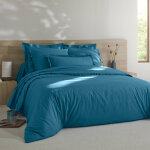 Linge de lit uni percale - housse de couette 1 personneonne : 140x200cm - bleu - colombine Linge de lit uni percale - housse de couette 1 personneonne : 140x200cm - bleu - colombine