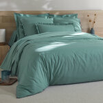 Linge de lit uni percale - drap plat 1 personneonne : 180x290cm - vert - colombine