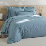 Linge de lit uni percale - drap plat 1 personneonne : 180x290cm - bleu - colombine Linge de lit uni percale - drap plat 1 personneonne : 180x290cm - bleu - colombine