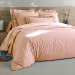 Linge de lit uni percale - housse de couette 1 personneonne : 140x200cm - rose - colombine