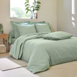 Linge de lit uni percale - drap plat 1 personneonne : 180x290cm - vert - colombine Linge de lit uni percale - drap plat 1 personneonne : 180x290cm - vert - colombine