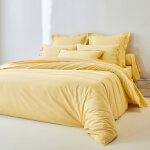 Linge de lit uni percale - housse de couette 2 personnesonnes : 240x220cm - jaune - colombine