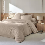 Linge de lit uni percale - drap plat 1 personneonne : 180x290cm - beige - colombine