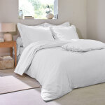 Linge de lit uni percale - taie d'oreiller volant fronc : 65x65cm - blanc - colombine