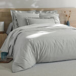 Linge de lit uni percale - housse de couette 1 personneonne : 140x200cm - gris - colombine Linge de lit uni percale - housse de couette 1 personneonne : 140x200cm - gris - colombine