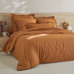 Linge de lit uni percale - drap plat 1 personneonne : 180x290cm - marron - colombine