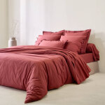 Linge de lit uni percale - housse de couette 1 personneonne : 140x200cm - rose - colombine Linge de lit uni percale - housse de couette 1 personneonne : 140x200cm - rose - colombine