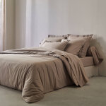 Linge de lit uni percale - housse de couette 2 personnesonnes : 240x220cm - beige - colombine