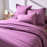 Linge de lit uni polyester - coton colombine - drap - housse 1 personneonne : 120x190cm - violet - colombine ...