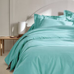 Linge de lit uni polyester - coton colombine - drap - housse 1 personneonne : 80x190cm - turquoise - ...