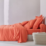 Linge de lit uni polyester - coton colombine - drap - housse 1 personneonne : 90x190cm - orange - colombine ...
