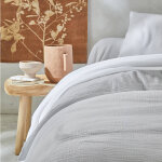 Linge de lit uni en triple gaze de coton - colombine