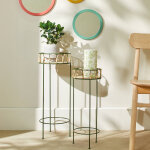 Lot de 2 tables d'appoint en mtal et bois - blancheporte