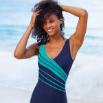 Maillot de bain 1 pice  bandes - blancheporte