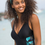 Maillot de bain une pi�ce imprim� palombia forme foulard d�collet� crois� - blancheporte