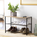 Meuble d'entr�e � �tag�res, bois et m�tal - blancheporte