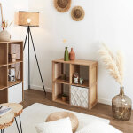 Meuble de rangement 4 cases, bois et rotin - blancheporte