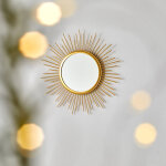 Miroir forme soleil en mtal dor - blancheporte