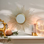 Miroir forme soleil en mtal dor - blancheporte