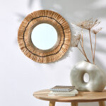 Miroir mural rond effet raphia - blancheporte
