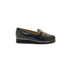 Mocassins compensés À mors en cuir et motif léopard - pédiconfort Mocassins compensés À mors en cuir et motif léopard - pédiconfort
