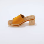 Mules compens�es style sabot cro�te de cuir - blancheporte