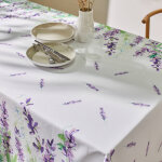 Nappe polycoton anti - taches imprimé lavande - blancheporte Nappe polycoton anti - taches imprimé lavande - blancheporte