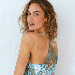 Nuisette dos macram� imprim�e - coton modal - blancheporte