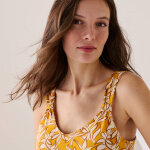 Nuisette imprim�e tropical avec bretelles fronc�es - blancheporte