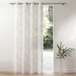 Panneau voilage brod� grandes feuilles - finition oeillets - blancheporte