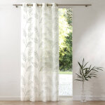 Panneau voilage brod� grandes feuilles - finition oeillets - blancheporte