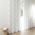 Panneau voilage motif petites feuilles - finition oeillets - blancheporte