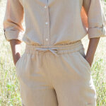 Pantacourt large � poches en coton - lin - blancheporte