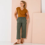 Pantacourt large  poches, mlange coton - lin - blancheporte