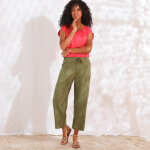 Pantacourt large, viscose et lin - blancheporte