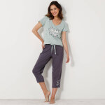 Pantacourt pyjama beautiful uni imprim plac - blancheporte