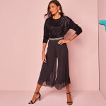 Pantacourt taille �lastiqu�e, voile pliss� - blancheporte