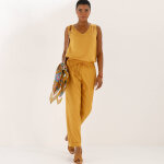 Pantalon 7 / 8 fusel� uni - blancheporte