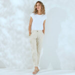 Pantalon coupe mom coton - lin enduction dore - blancheporte