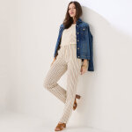 Pantalon coupe mom coton - lin ray� - blancheporte