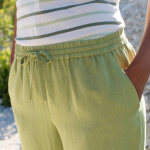 Pantalon coupe mom en coton / lin, taille �lastiqu�e - blancheporte