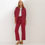 Pantalon coupe mom en coton / lin, taille �lastiqu�e - blancheporte