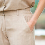 Pantalon coupe mom coton - lin uni - blancheporte