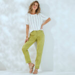 Pantalon coupe mom coton - lin uni - blancheporte