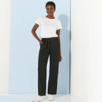 Pantalon droit large ceinturé, tissu fluide - blancheporte Pantalon droit large ceinturé, tissu fluide - blancheporte