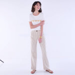 Pantalon droit large, ray - blancheporte